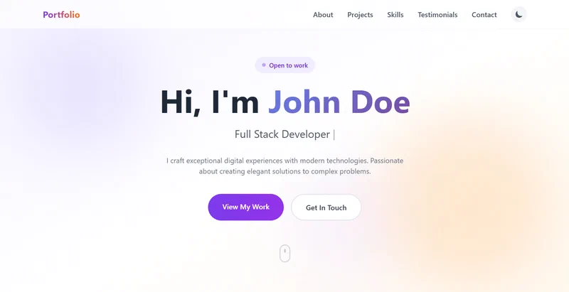 Tailwind Portfolio Homepage
